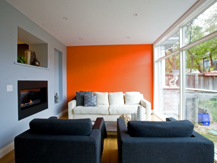 blue orange living room paint