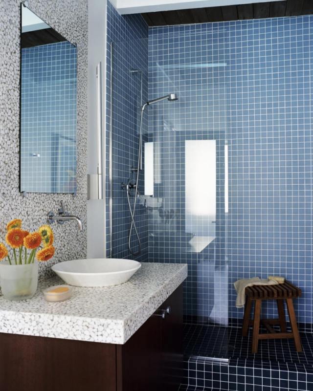 painting-bathroom-small-tiling-light-blue-dark-vanity-wood-furniture painting bathroom