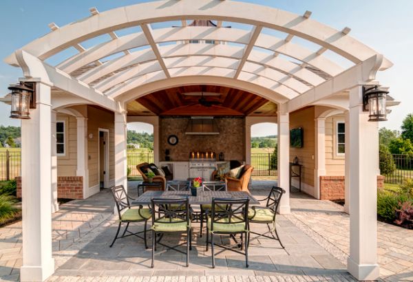 pergola white arc house veranda