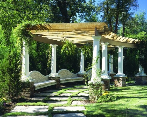 kebun kayu pergola idea eksterior moden