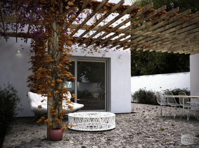 pergola træ plante deco