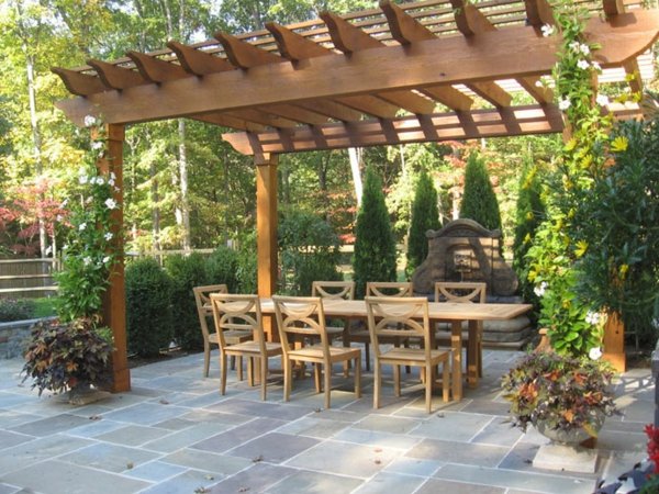 pergola wood fountain