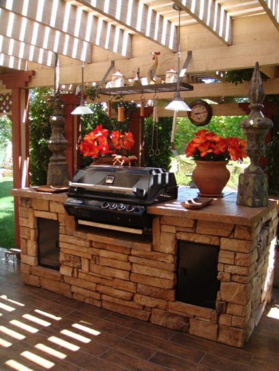 pergola grid integrated kitchen