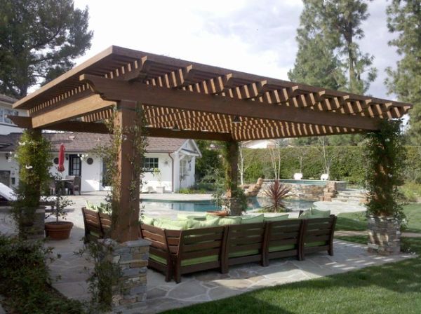 pergola garden pool wood furniture