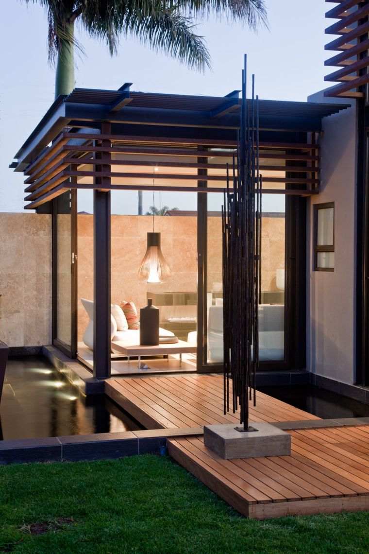 pergola-terrace modern front-house-wood