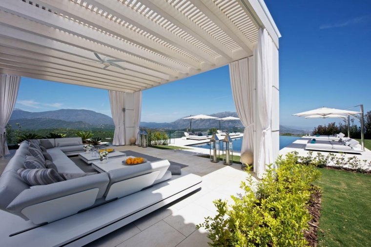 white modern terrace pergola