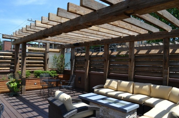 Pergola naturligt træ skygge design terrasse mål