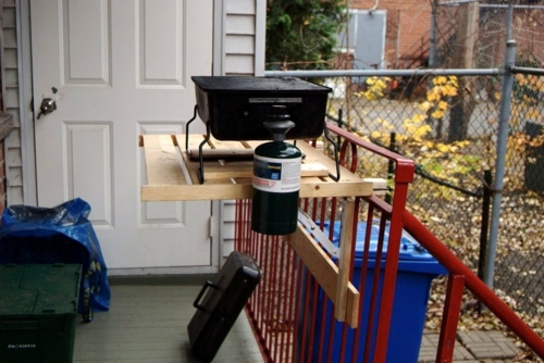 small barbecue table balcony