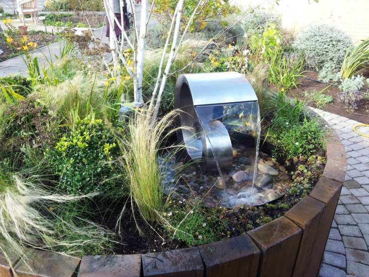 garden pond idea fountain decoration stream plants