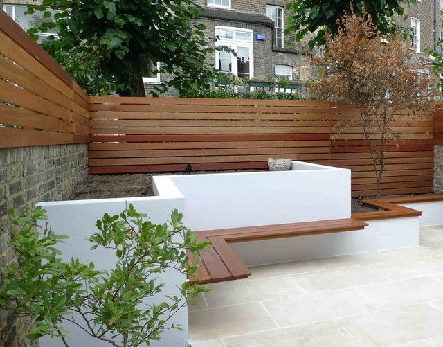 small garden landscaping wall bench design