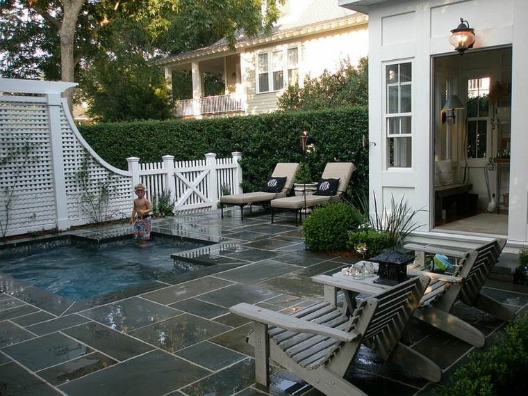 small garden landscaping pool furniture idea