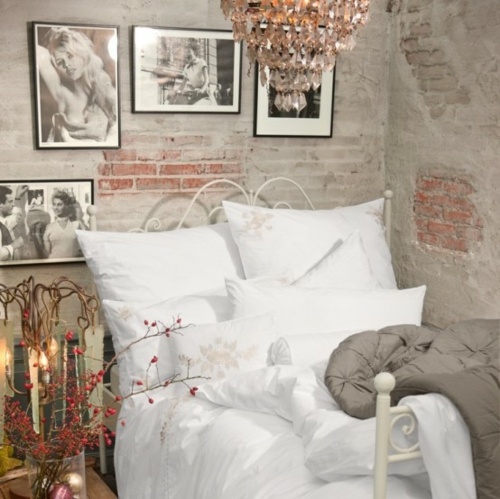 small bedroom white bed walls industrial style