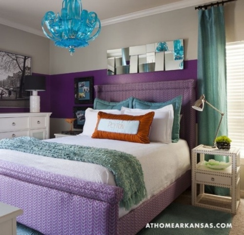 small feminine room purple accents