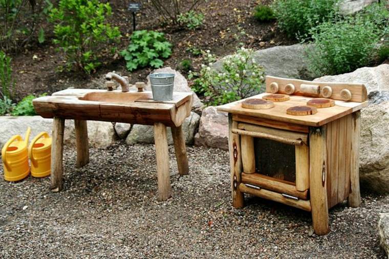 small kitchen with wood oven