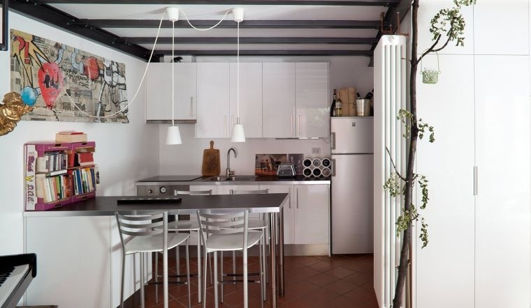 small kitchen with central island amenagement dining area small space idea