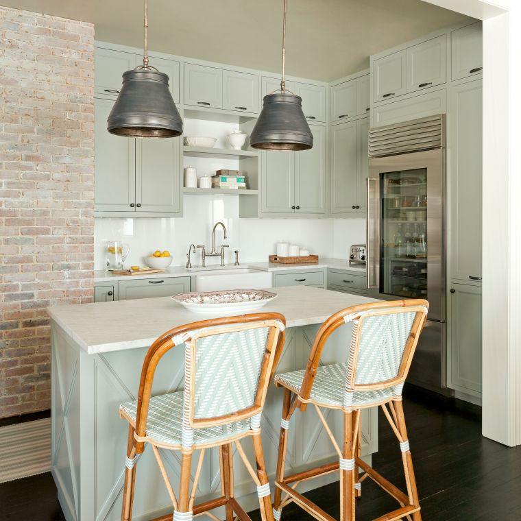 small kitchen plan with center island stool contemporary deco worktop
