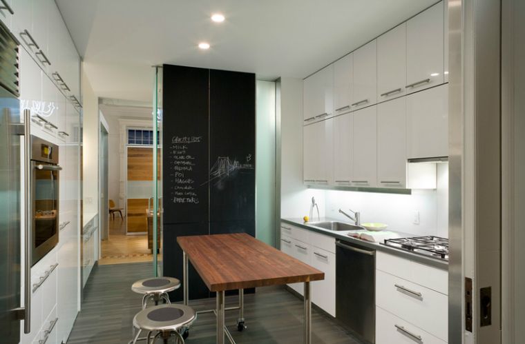small kitchen with central island metal wood furniture bar white kitchen hallway