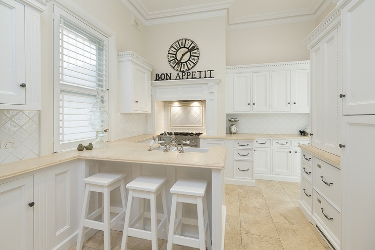 contemporary white kitchen small space