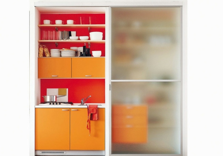 small orange kitchen cabinet