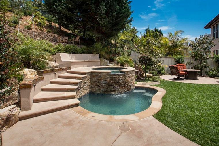 garden with pool stone idea landscaping exterior trend