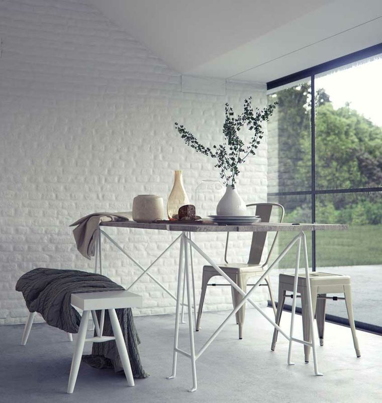 modern gray white dining room minimalist style
