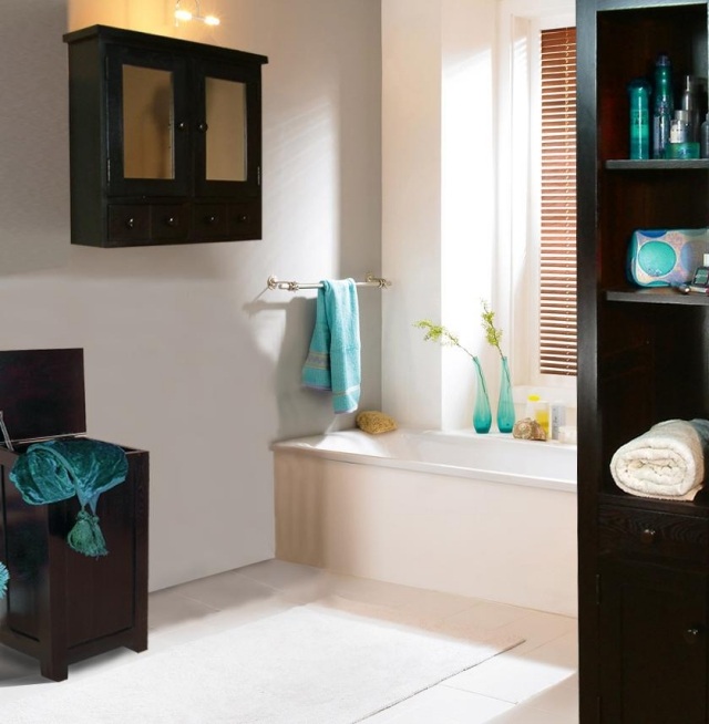 small bathroom furniture-dark-accents-turquoise