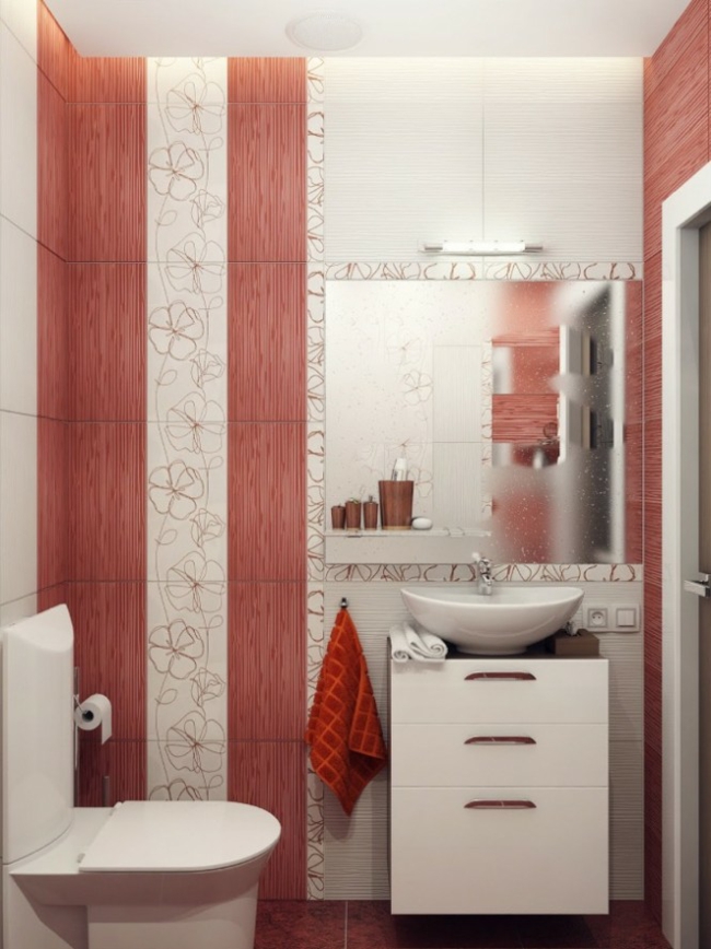 bathroom small tricks red white design