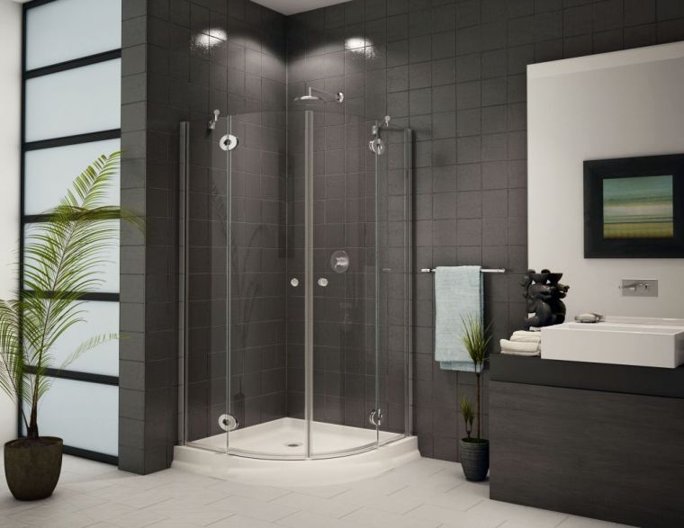 small bathroom cabin-shower-glass-black-and-white