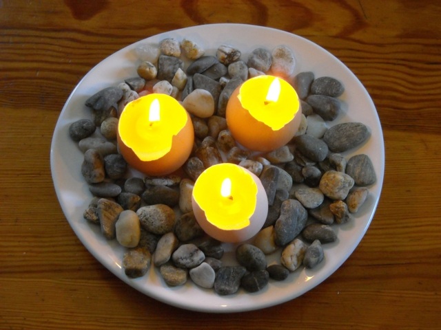 small candles DIY eggshells