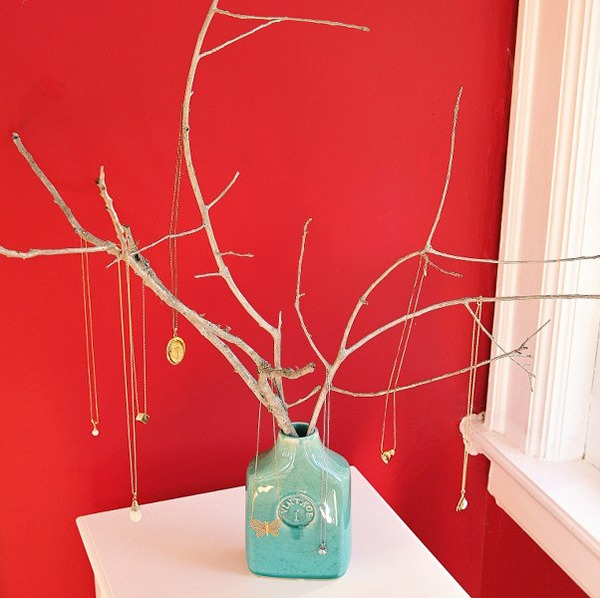 DIY jewelry storage small tree branches