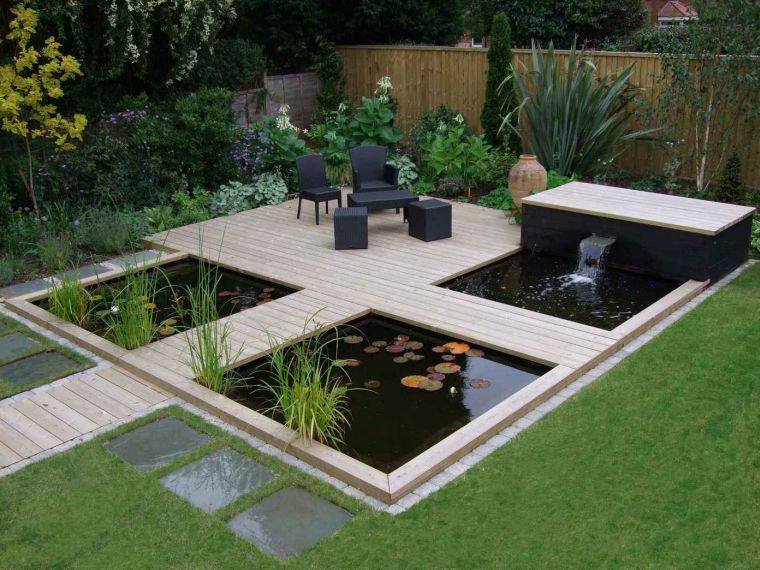 small ponds garden idea landscaping terrace wood