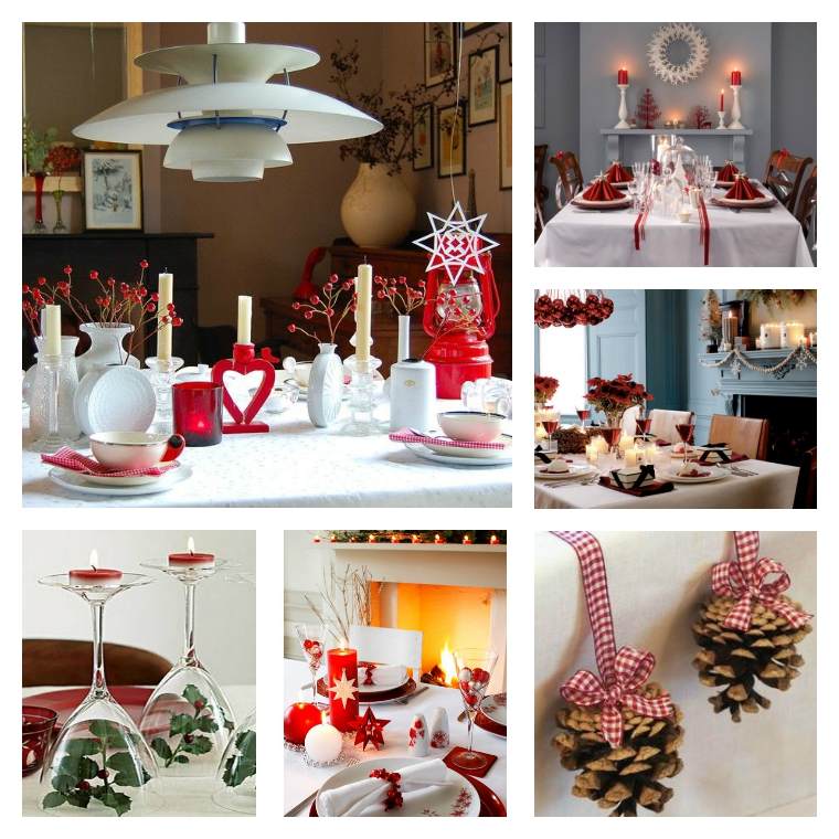 how to achieve red and white christmas table decoration