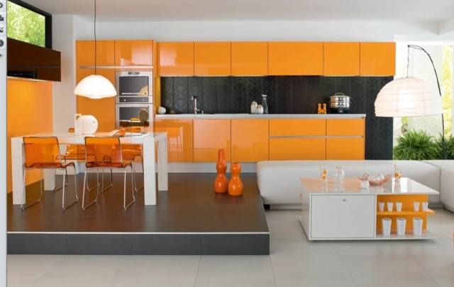 vita orange moderna kök bilder