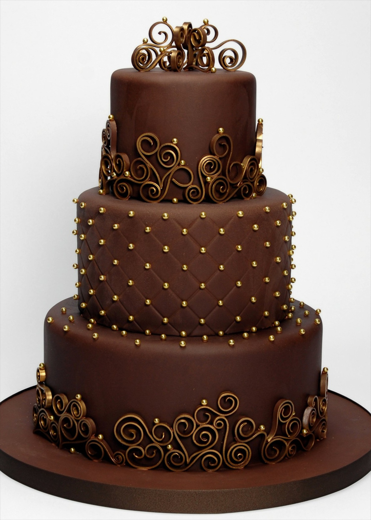 Montée stykke-wedding-cake-chokolade-chic elegante