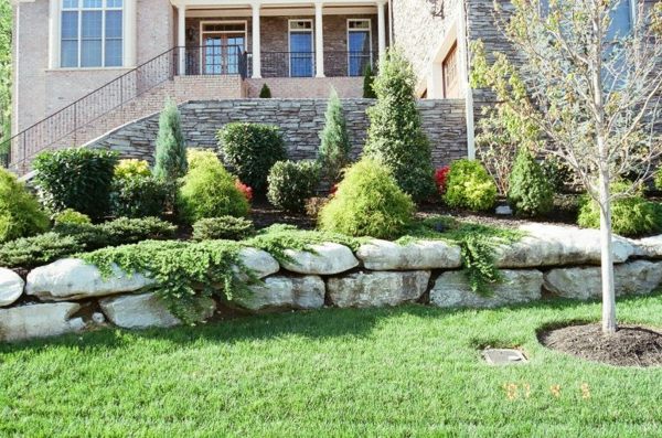 decorative stone in front of house