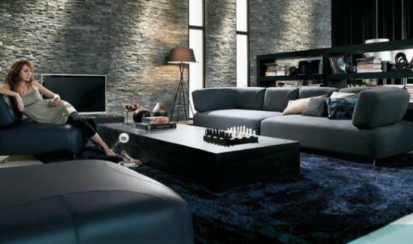 stone living room gray