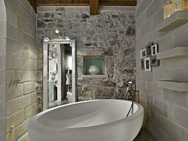 modern bathroom landscaping idea wall space stone