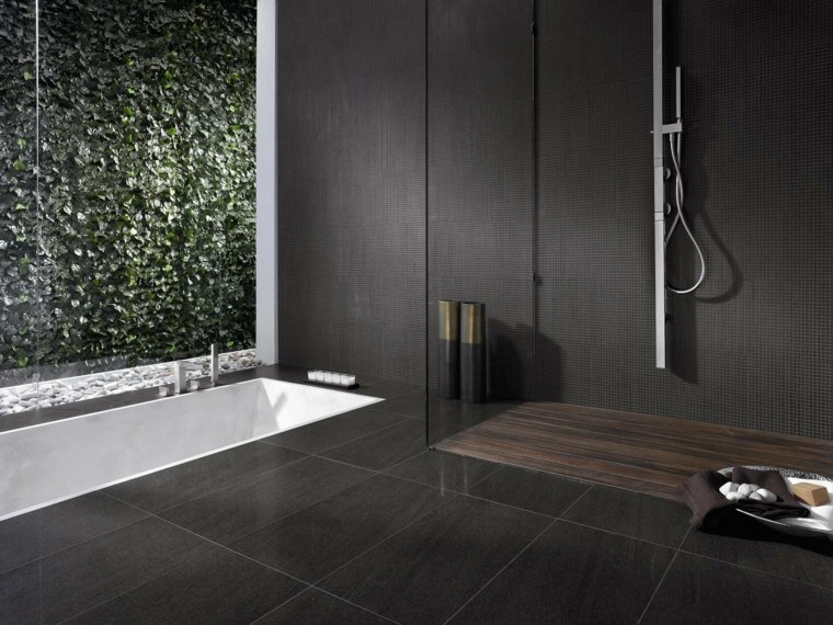 black bathroom shower cabin design deco idea design wood design