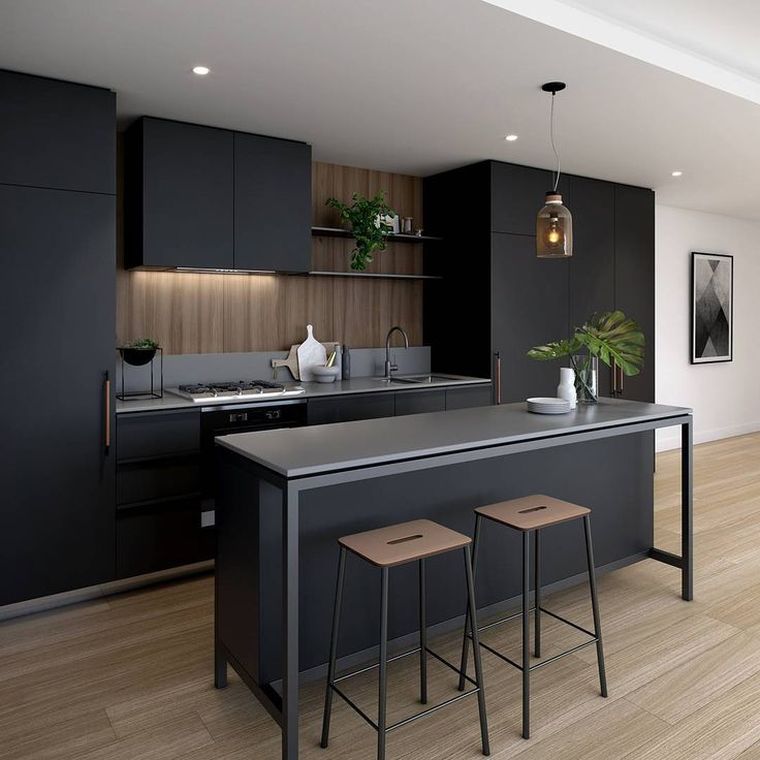 pinterest black-and-wood-bar-modern kitchen decor