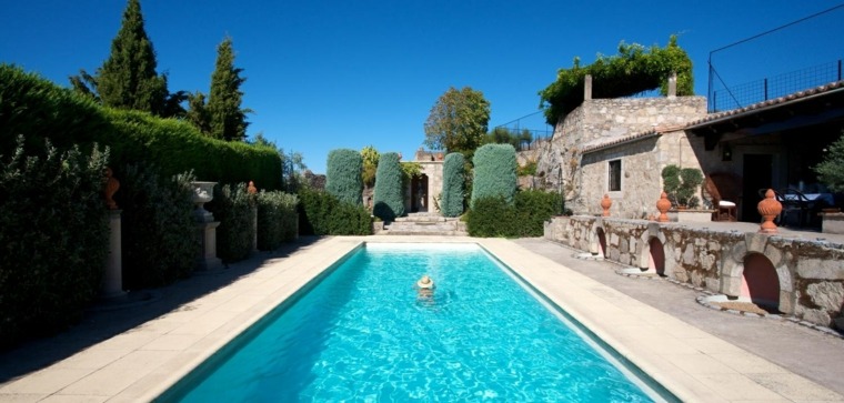 outdoor garden landscaping large stone pool