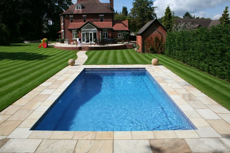 large garden with swimming pool