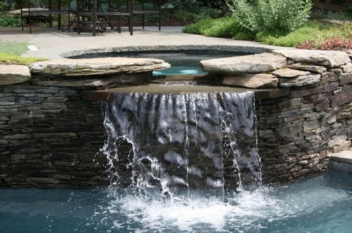 outdoor pool net circular water stone