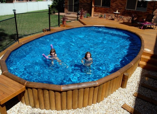 aboveground pool-wood-fun-children