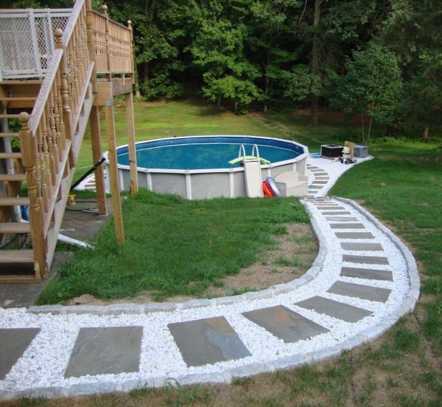 aboveground pool-oval-fiber-glass garden