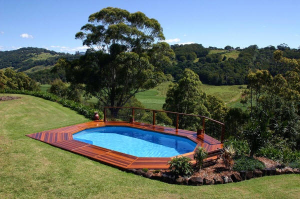 Outside pool half-buried ground-terrace-view