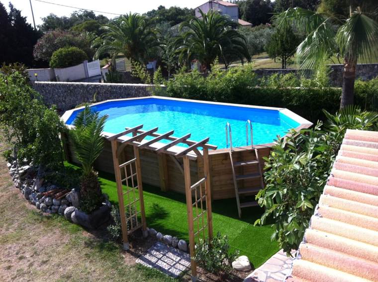 above ground pool wood deco garden