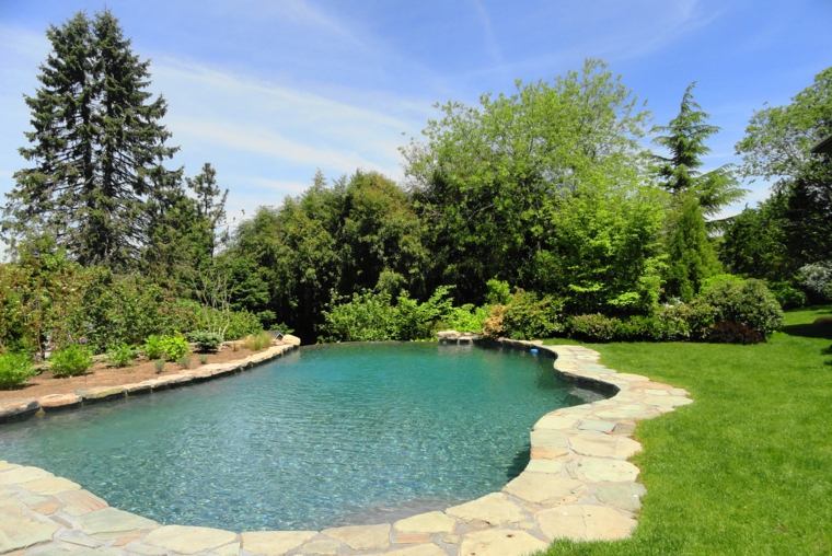 stone cladding swimming pool garden