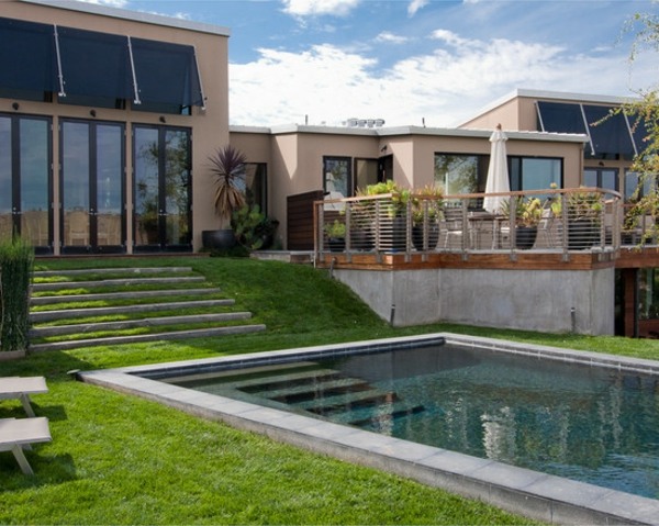 modern lawn design pool