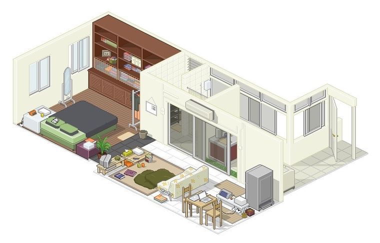 lägenhet plan 3d-studio-interiör-layout