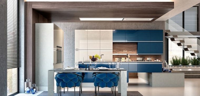 inspiration fitted kitchen furniture blue interior modern design